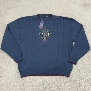 NWT VTG Pinnacle Golf Sweater Men XXL Navy Embroidered‎ Crewneck Pullover